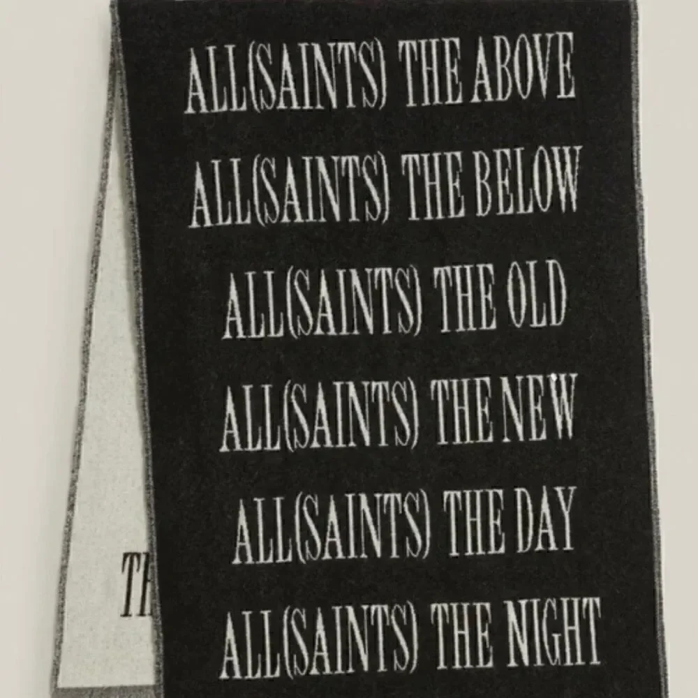 All Saints Varsity Wool Blend Woven Scarf Black